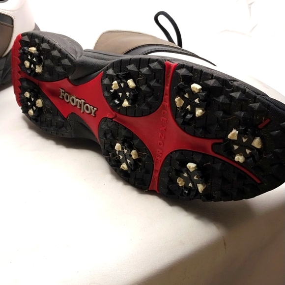 FootJoy GreenJoys Mens Golf Shoes Sz 10.5M 45516 White Brown Soft Spikes - Picture 4 of 8